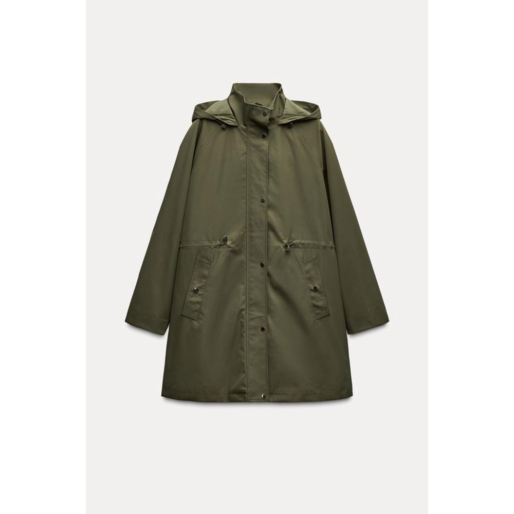 Women's Zara Technical Effect Fabric Long Jacket Size M - Picture 5 of 9